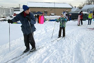 Families cross county skiing at WinterFest Event