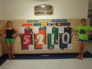 Notre Dame Students Stand with 5-2-1-0 Bulletin Board